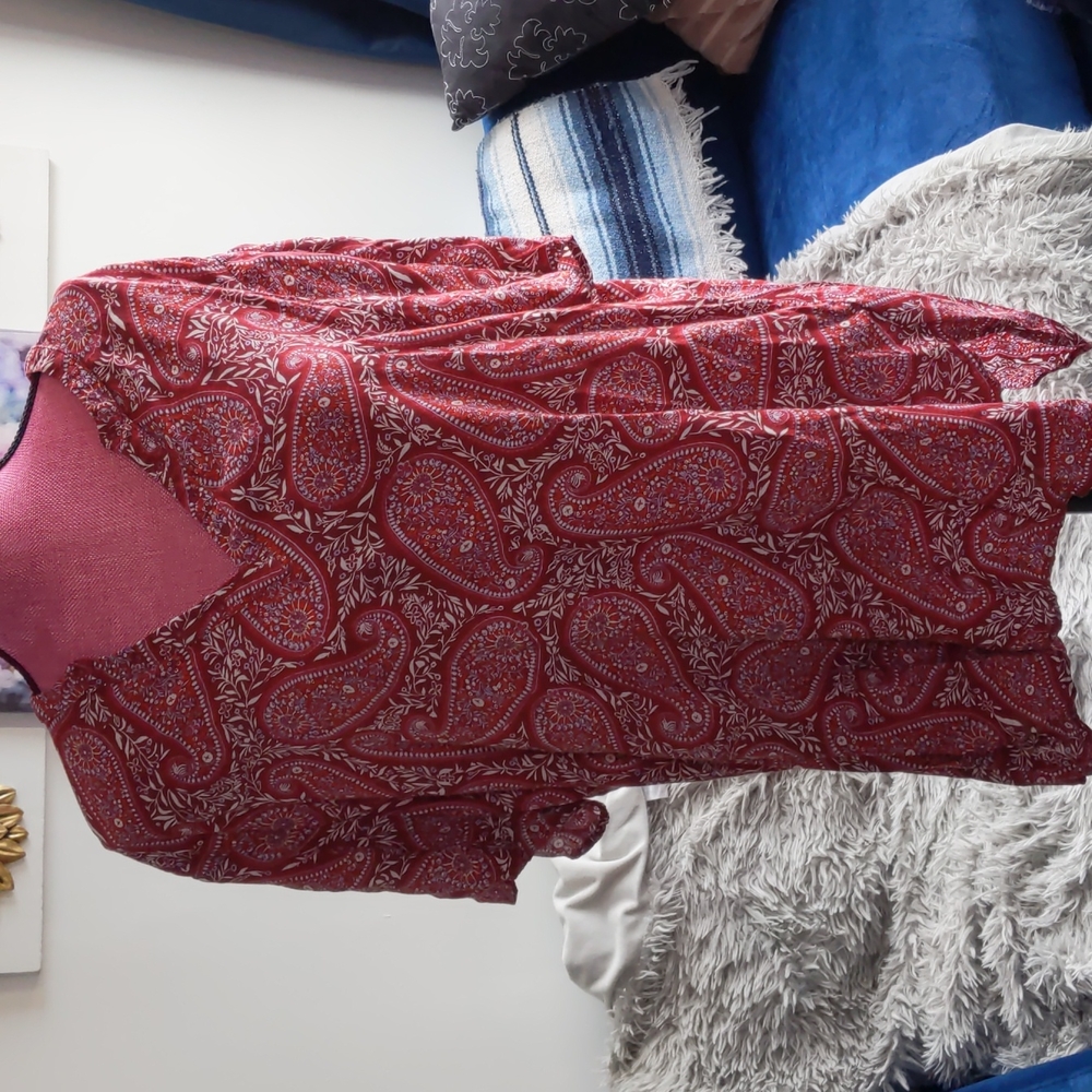 High Low Lightweight Paisley Top Rayon Plus XXL